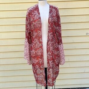 Angie flowy kimono floral kimono duster red L